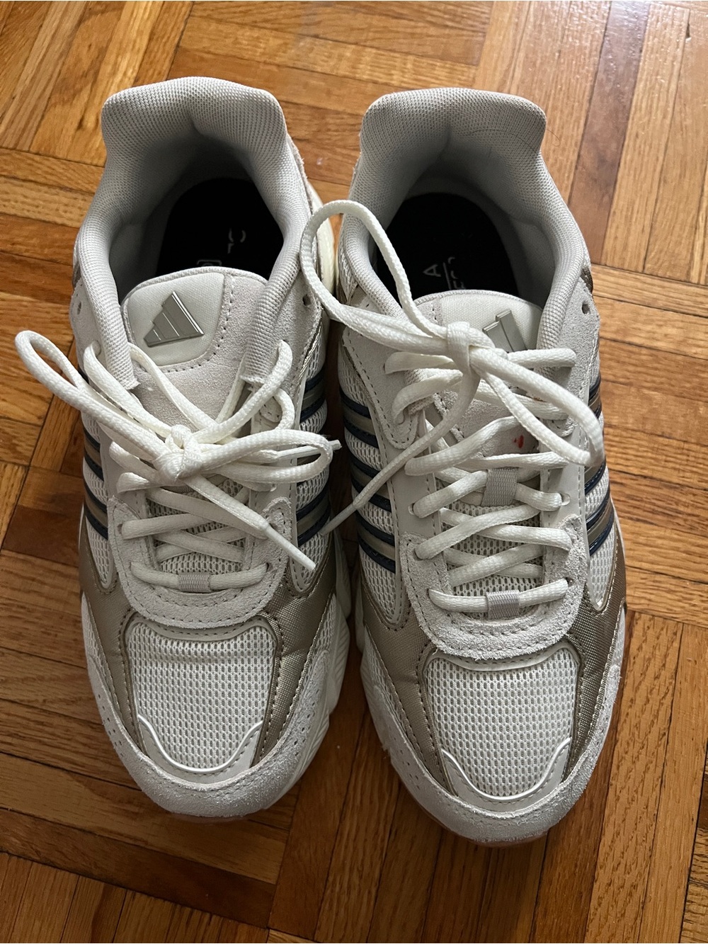 adidas White Sneakers with Navy Stripe Accents